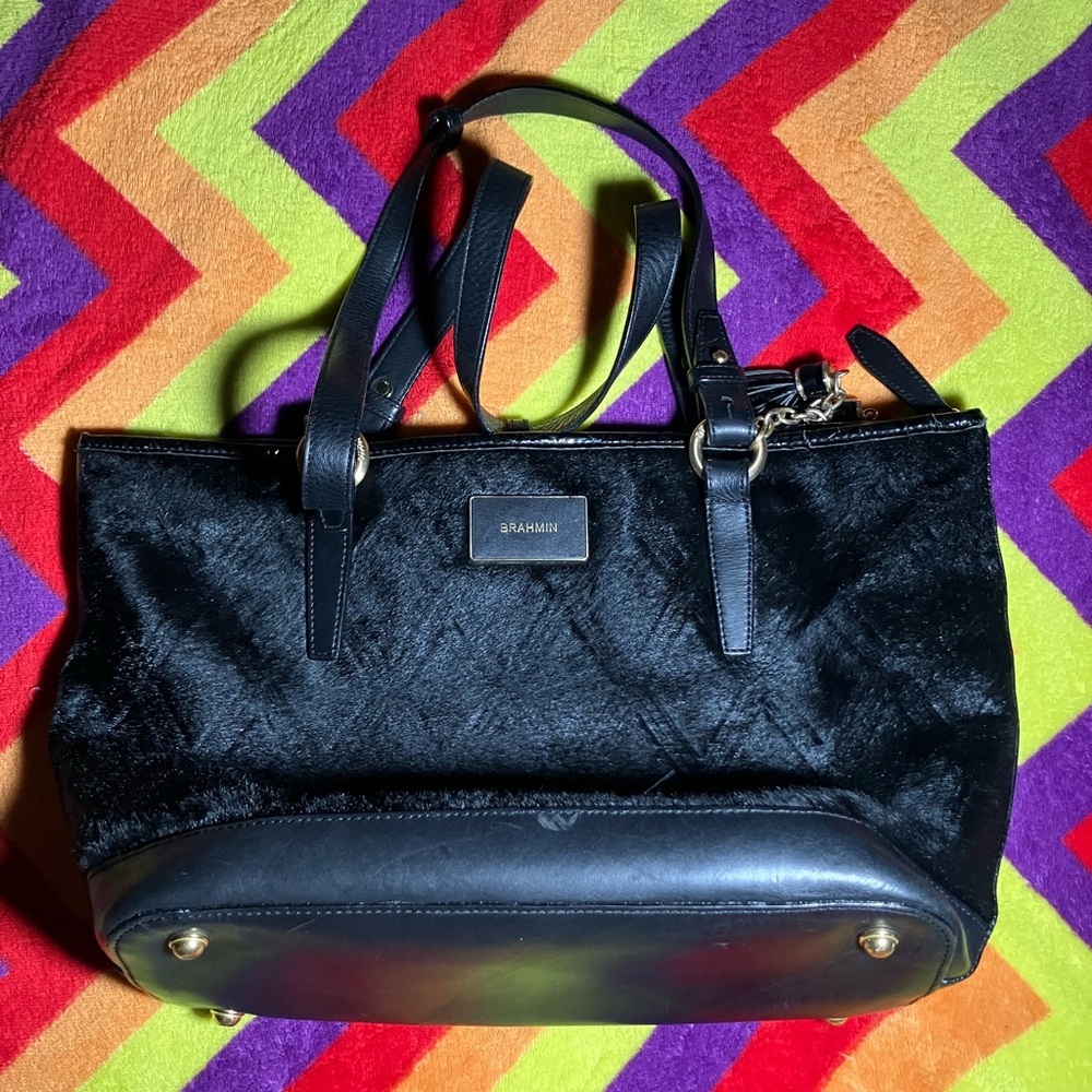 Brahmin purse cowhide diamond pattern Black Shoulder Bag